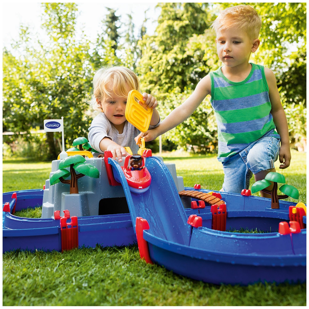 aqua mountain lake water playset