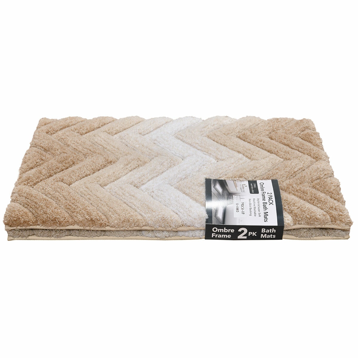 Riviera Homes Chevron Bath Mat 2 Pack Mocha