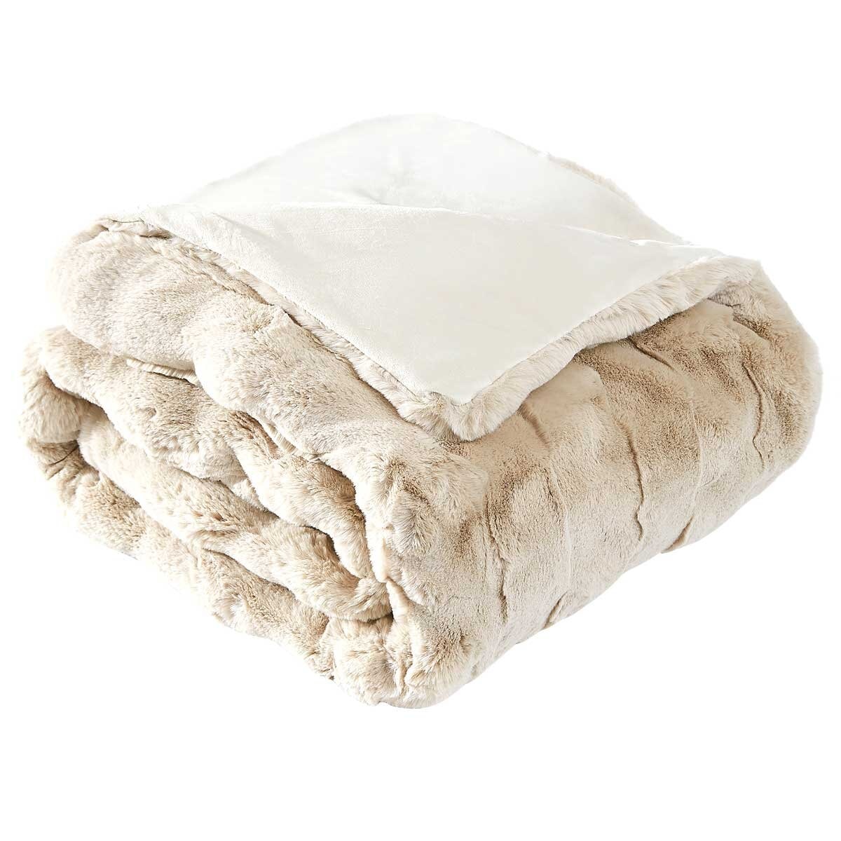 Frye Luxe Faux Fur Throw 152 x 178cm Cream
