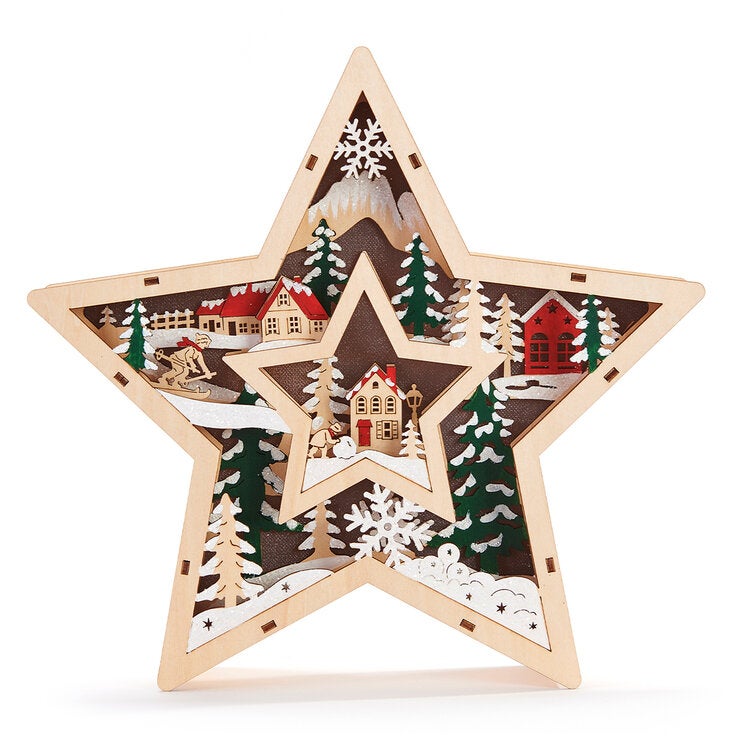 Wooden Holiday Icons Set of 2 - Ornament and Star Wooden Holiday Icons Set of 2 - Ornament and Star