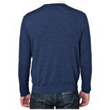 Men's Rough Dress V-Neck Merino Wool Blend Sweater - Blue