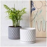 over&back Set of 2 Honeycomb Ceramic Planters