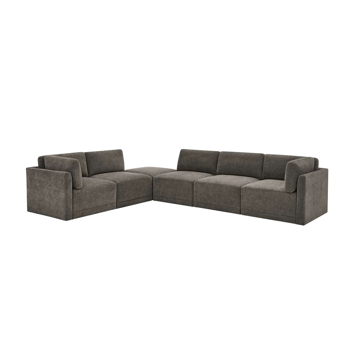 Thomasville 6PC Fabric Modular Sectional with Ottoman Grey