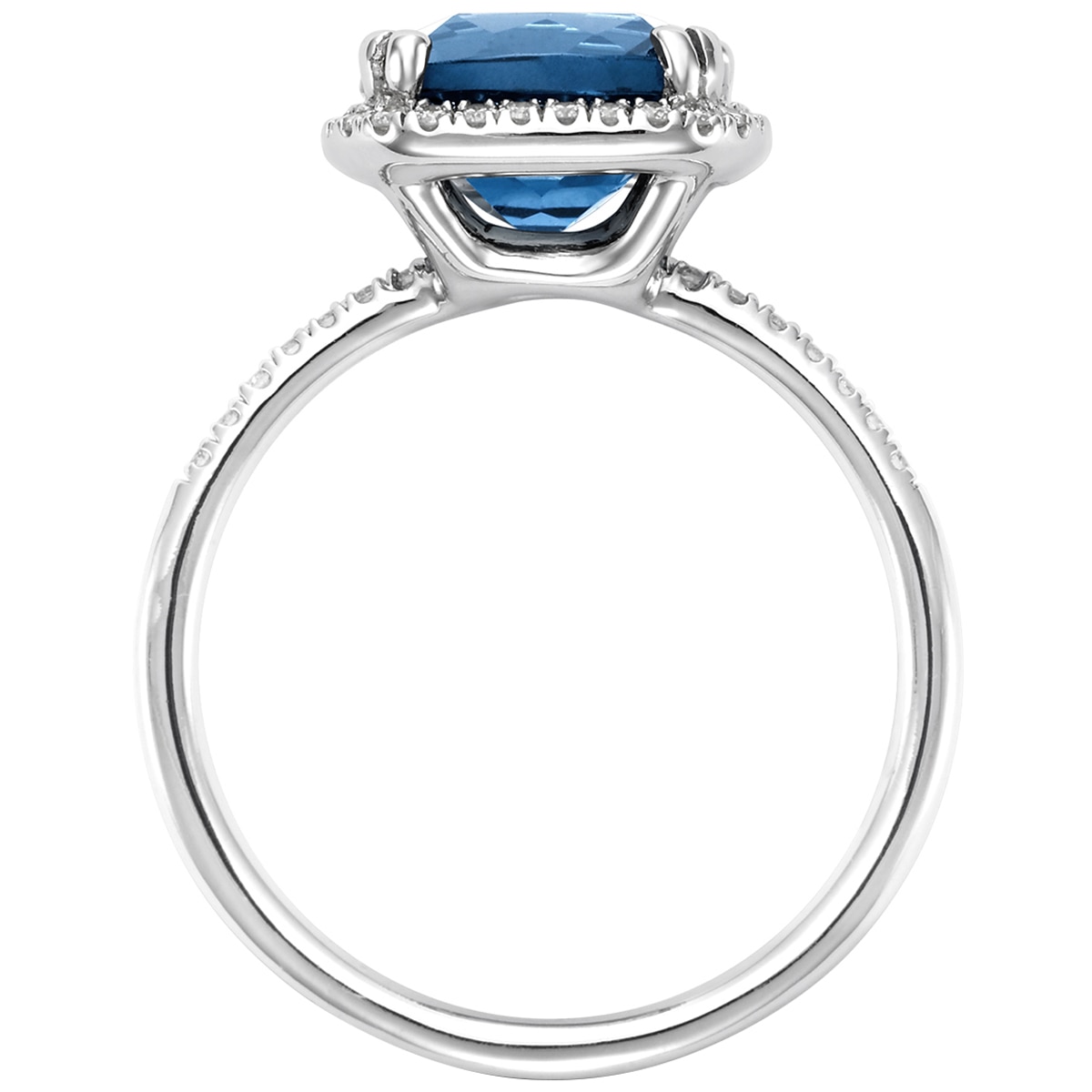 0.20ctw Diamond with Cushion Cut London Blue Topaz Ring