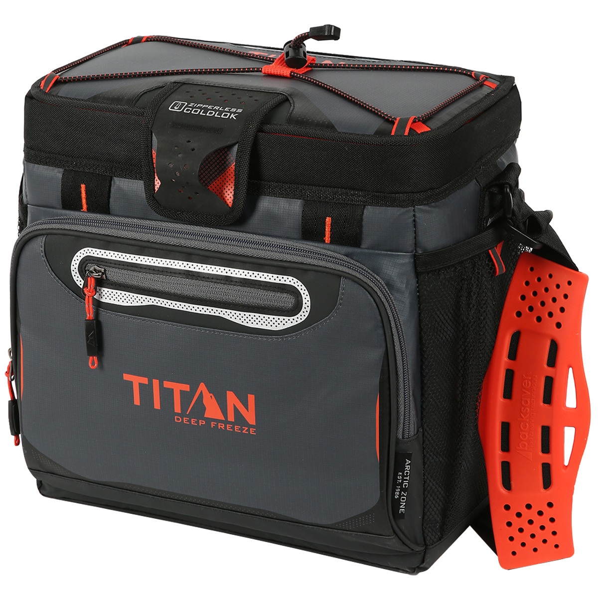 Titan 16 Can Zipperless Cooler - Grey/Orange