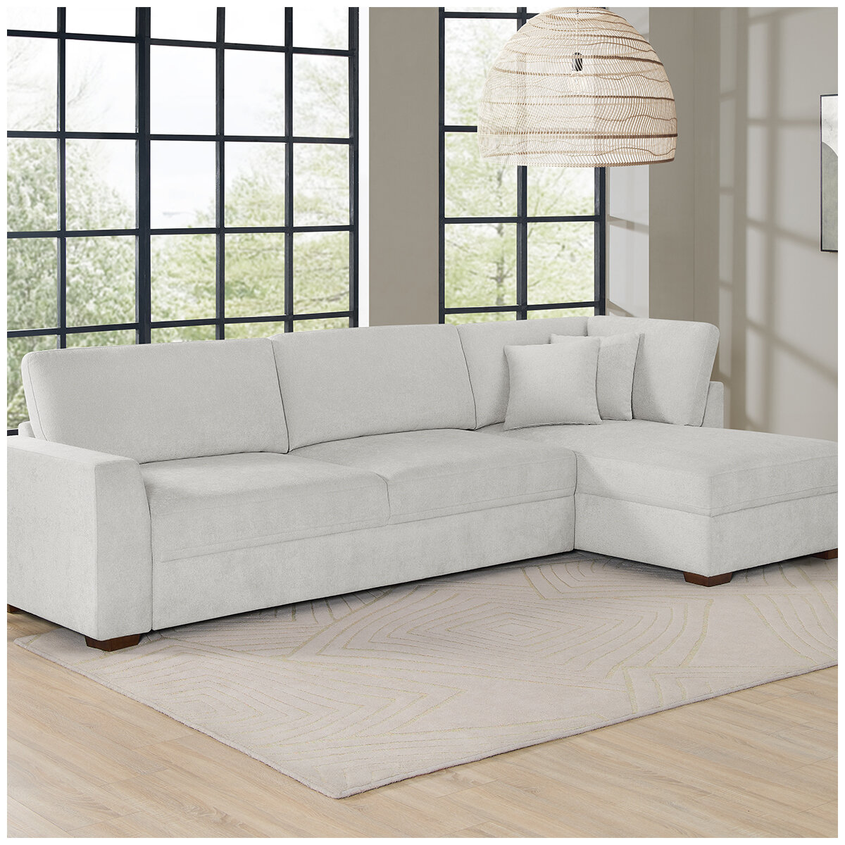 Thomasville 2 Piece Fabric Convertible Sectional With Chaise