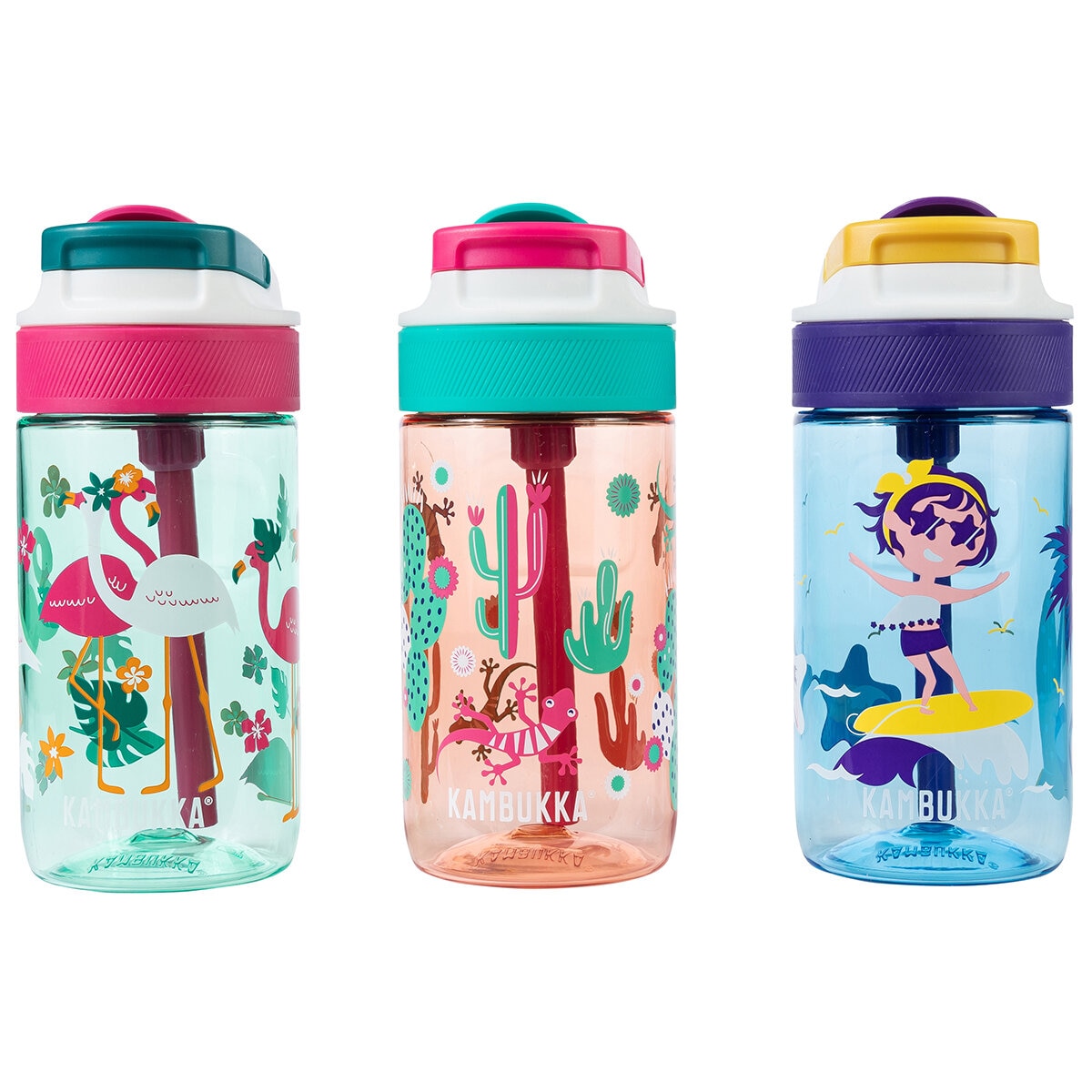 Kambukka Lagoon Kids Bottles 3 Pack x 400ml Girl