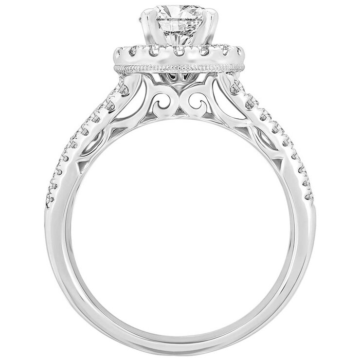 18KT White Gold 2.00ctw Round Diamond 0.90ct Centre Ring
