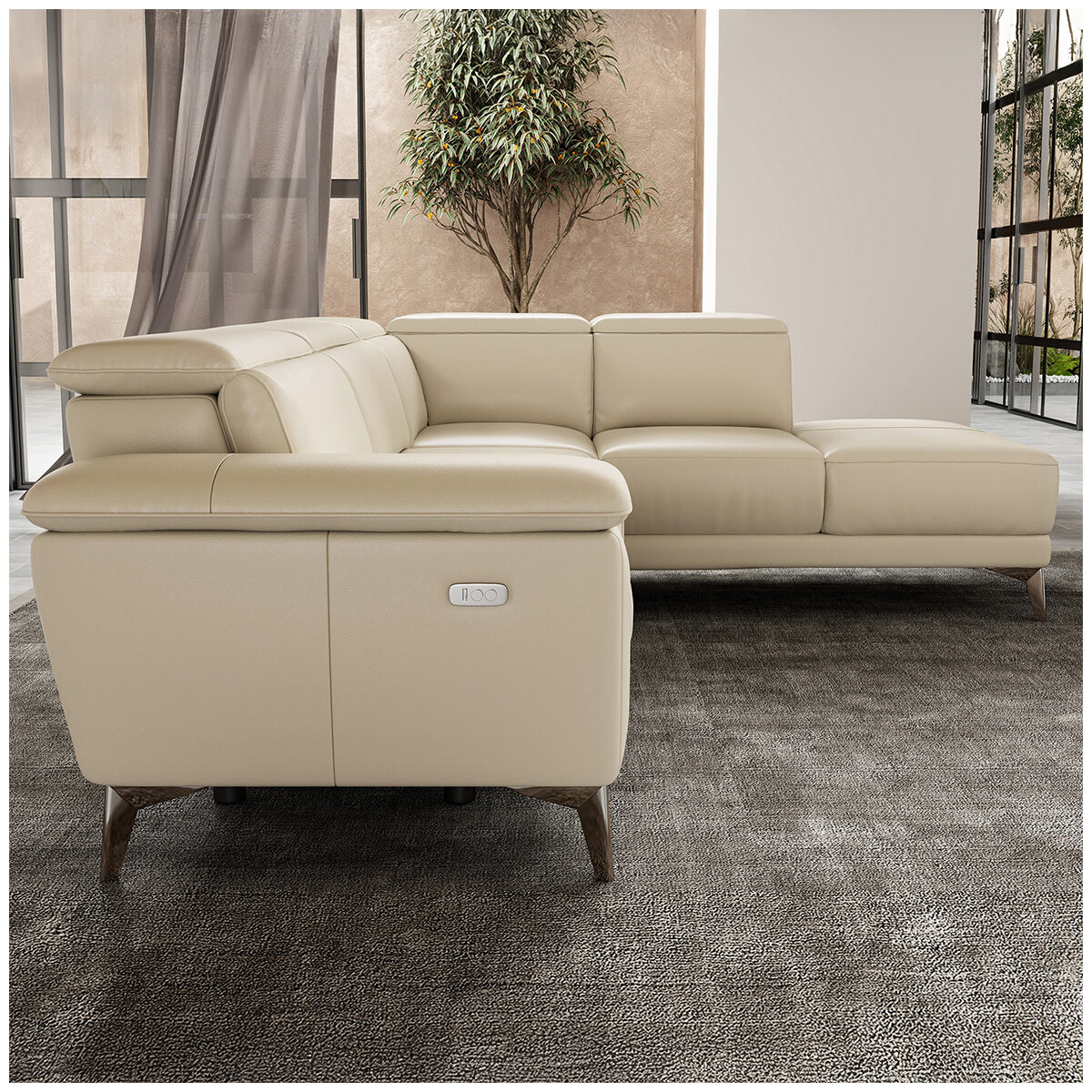 Valencia Pista Leather Reclining Sectional Lounge Right Chaise