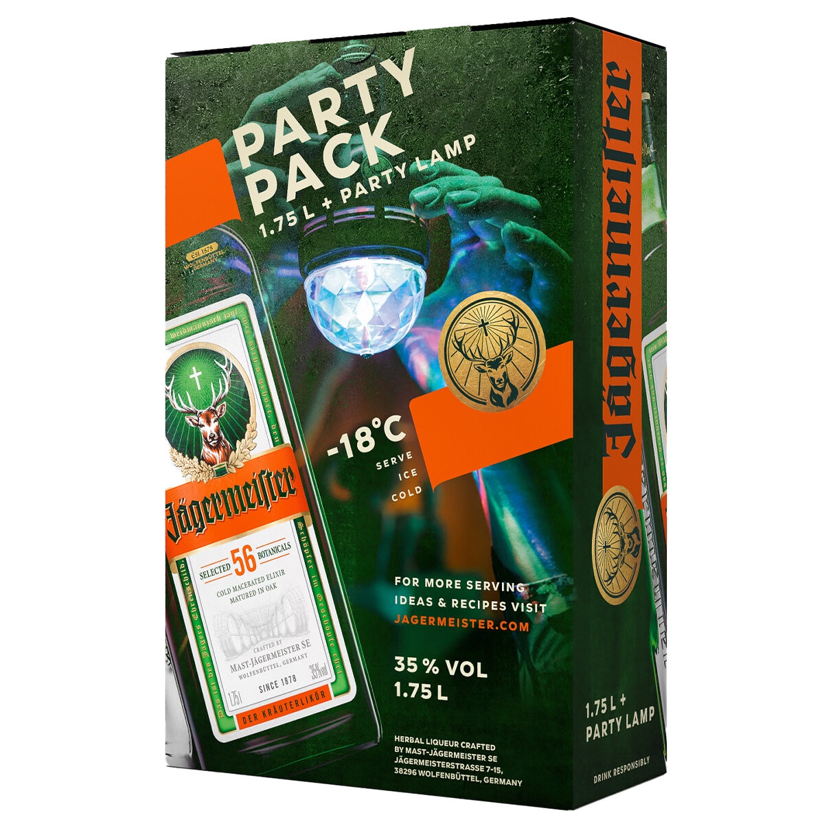 Jagermeister Liqueur 1.75L & Party Lamp Gift Pack