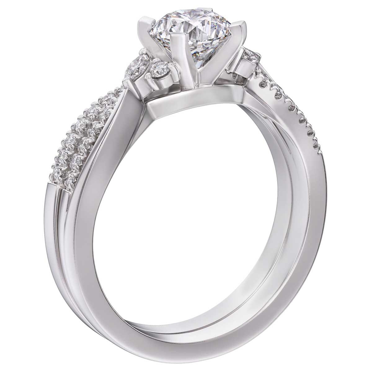 18KT White Gold 1.05ctw Diamond Bridal Ring Set