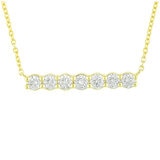18KT Yellow Gold 0.75ctw Round Diamond Bar Necklace 45cm