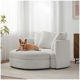 Aiden & Ivy Fabric Accent Chair With Storage Ottoman