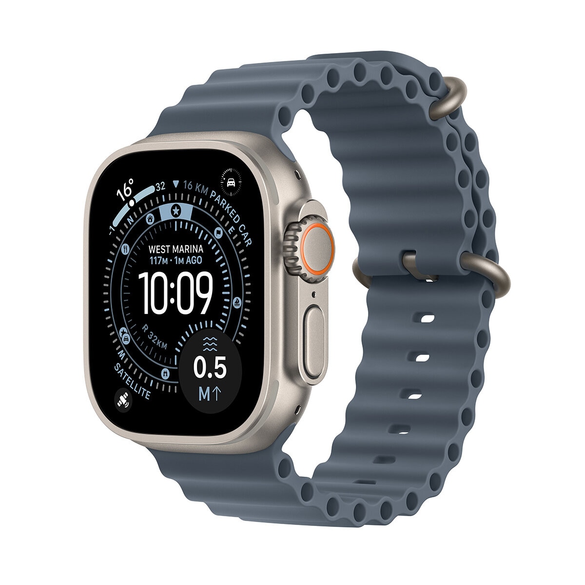 Apple Watch Ultra 3 GPS + Cellular 49-mm Natural Titanium Case with Anchor Blue Ocean Band