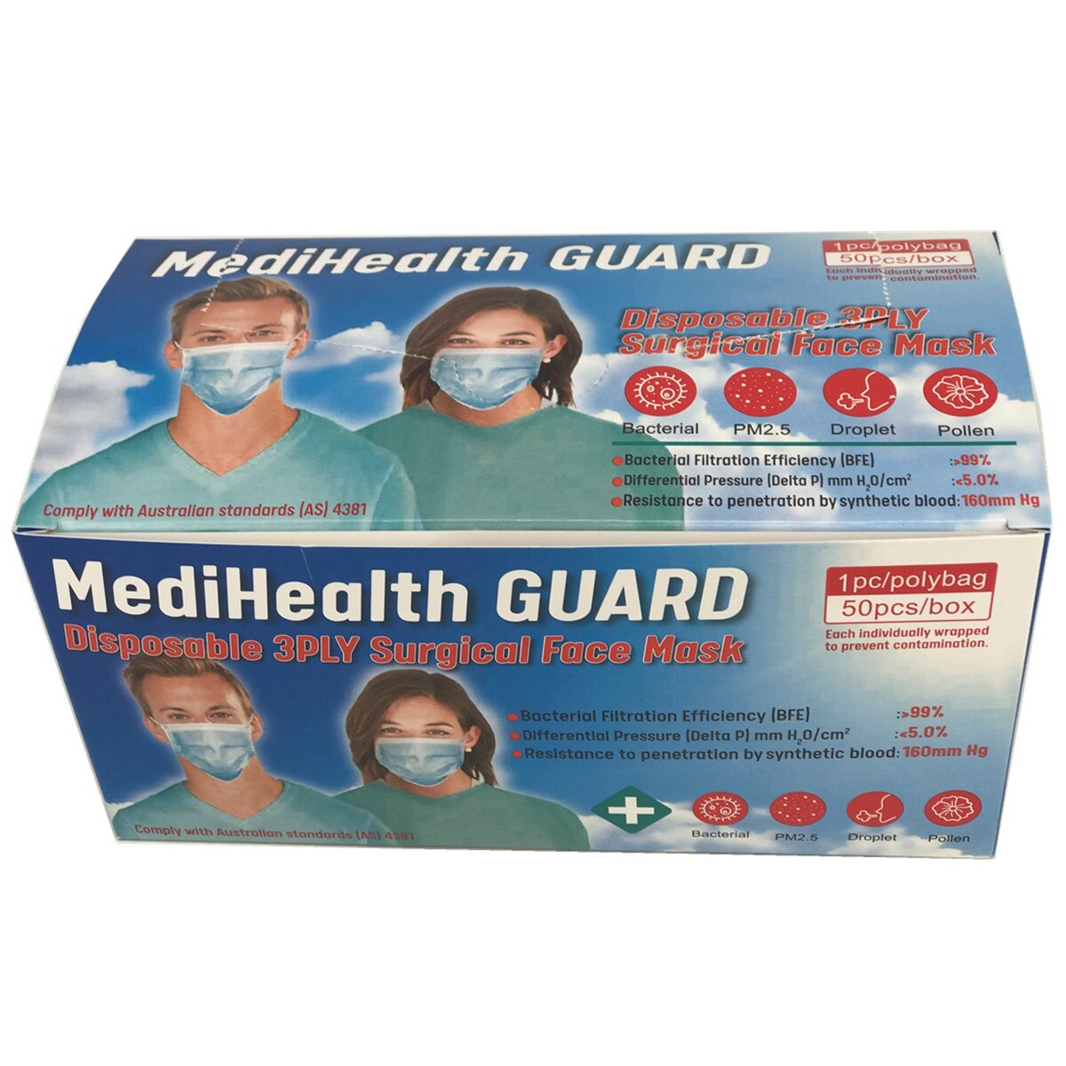 MediHealth Guard Disposable 3ply Surgical Face Mask 50pcs/Box Costco