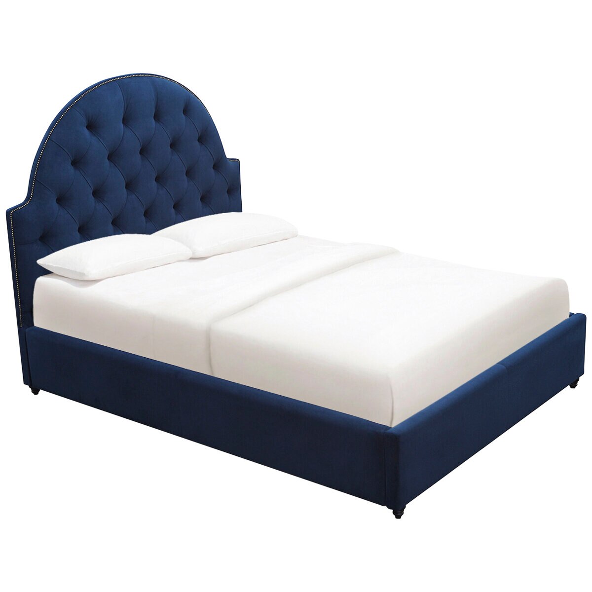 Moran Princess Queen BedHead With Encasement With Slatted Base Plush Indigo