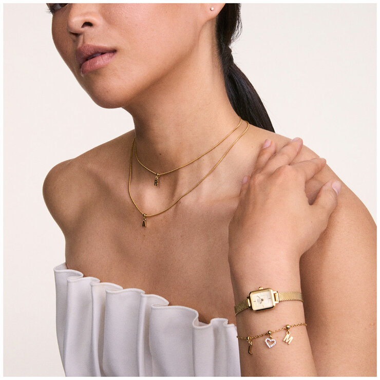 Daniel Wellington Quadro Mini Champagne Dial Evergold Mesh Strap Women's Watch DW00100656 Daniel Wellington Quadro Mini Champagne Dial Evergold Mesh Strap Women's Watch DW00100656