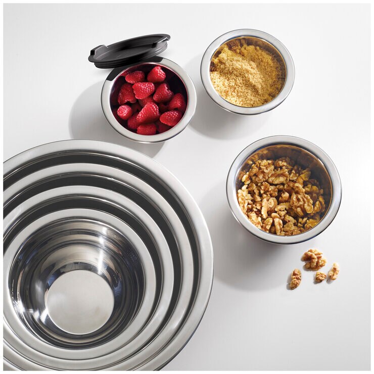 Tramontina Stainless Steel Covered Mixing Bowls 14pc Black