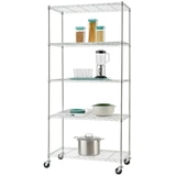 TRINITY Basics 5-Tier 36"x18"x72" Shelving Rack w/Wheels - Chrome