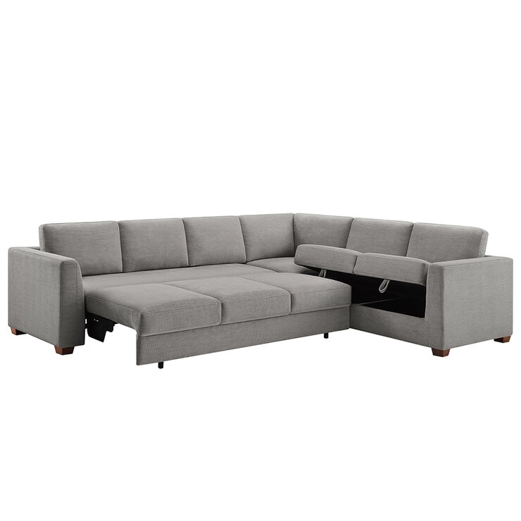 Thomasville 3 Piece Fabric Convertible Sectional With Storage Seat