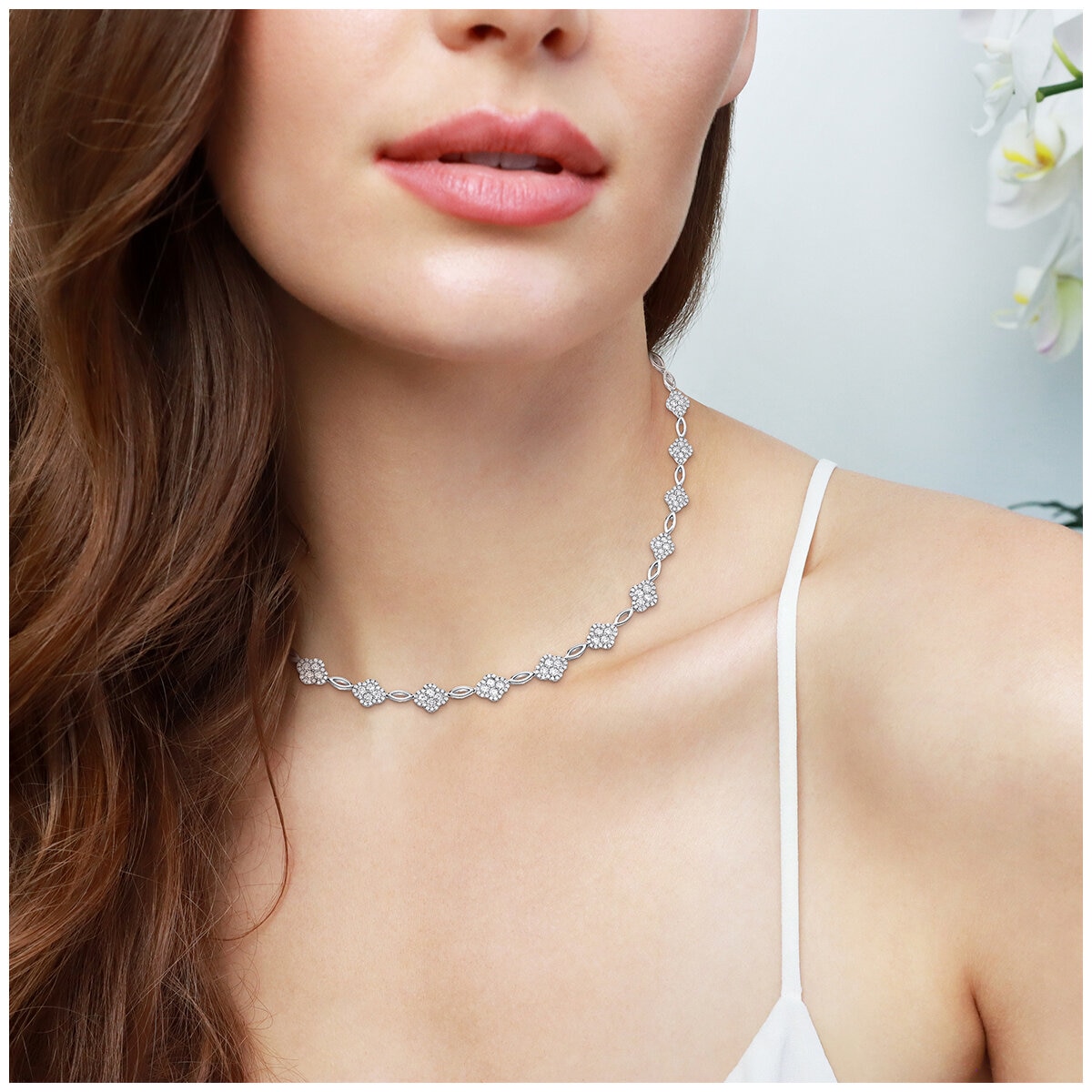 18KT White Gold 5.58 ctw Diamond Link Necklace