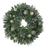 Pre-Lit Holiday Artificial Wreath Metallic 76.2cm