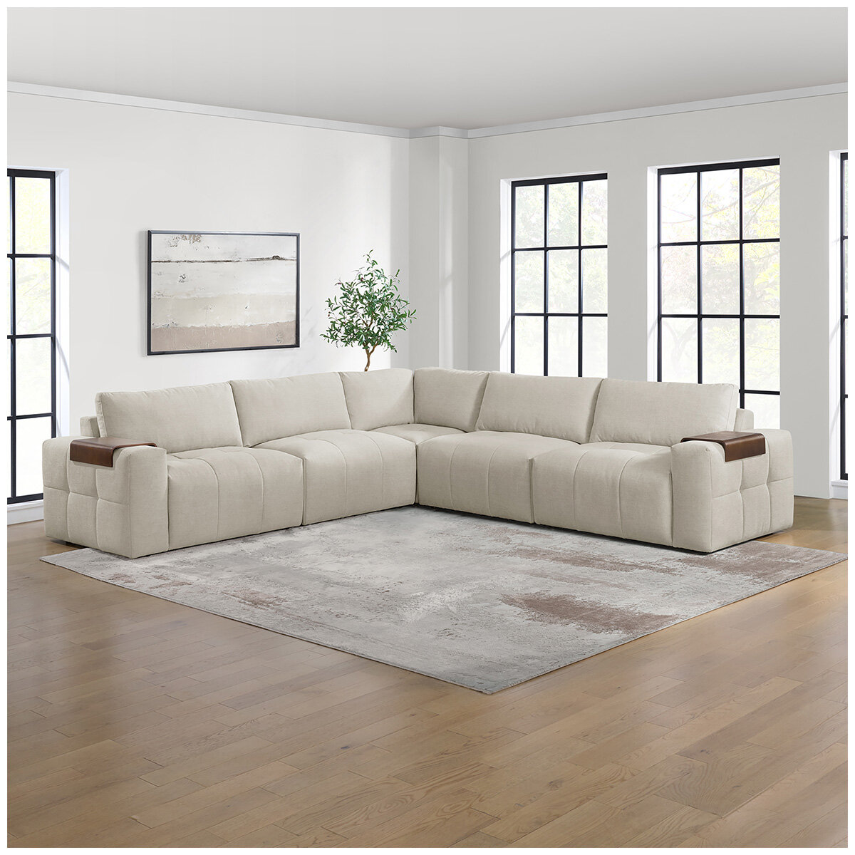 Aiden & Ivy Fabric Stationary Modular Sectional 6 Piece