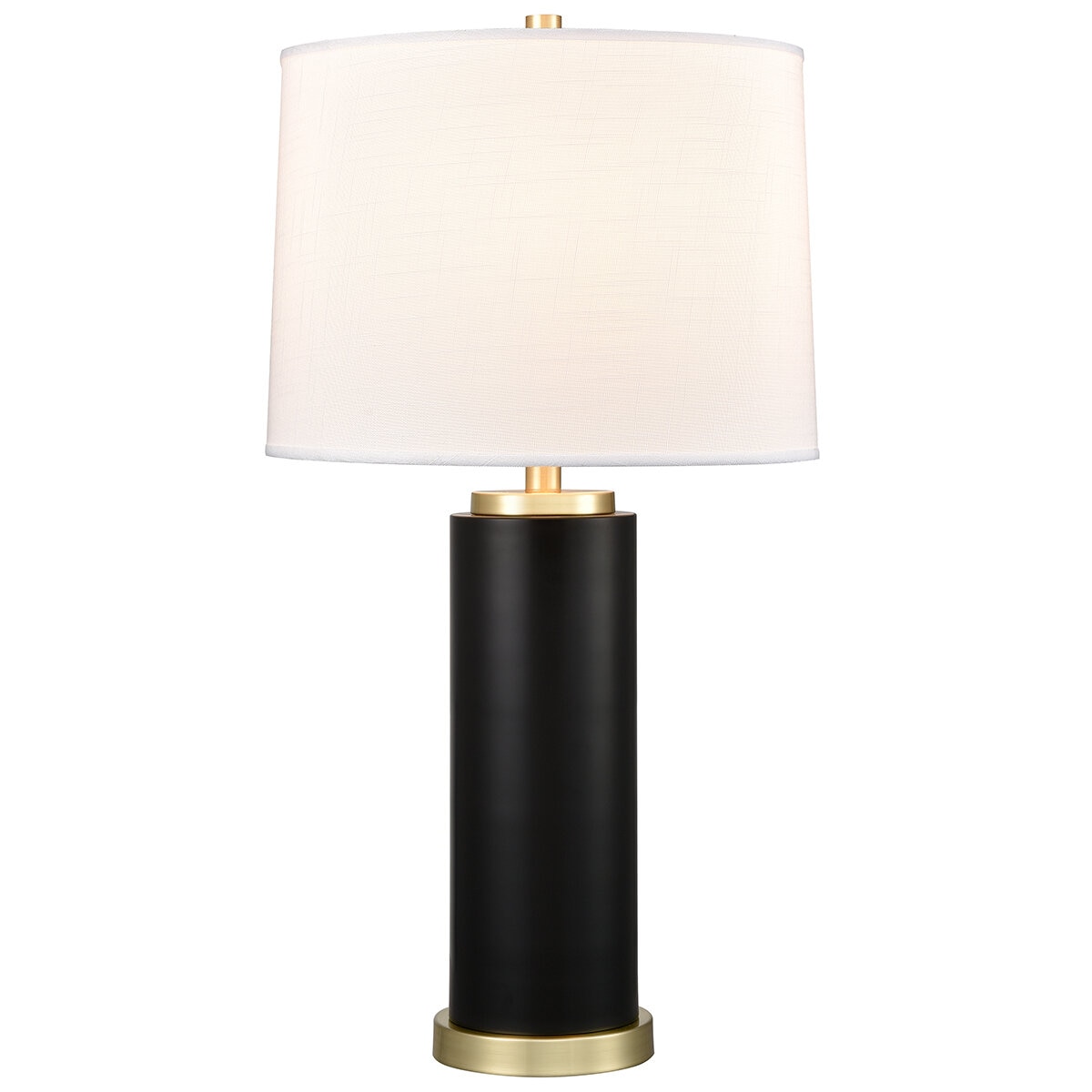 Bridgeport Designs Black Metal Cylinder Table Lamp Black and Honey Brass