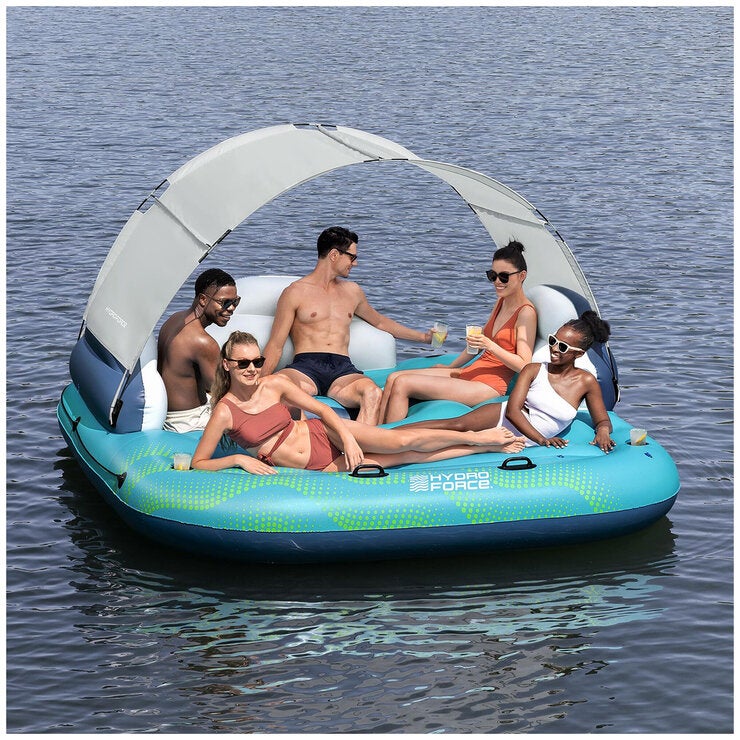 Hydro Force Sunny Lounge 5-Person Inflatable Island with Sunshade 2.8M
