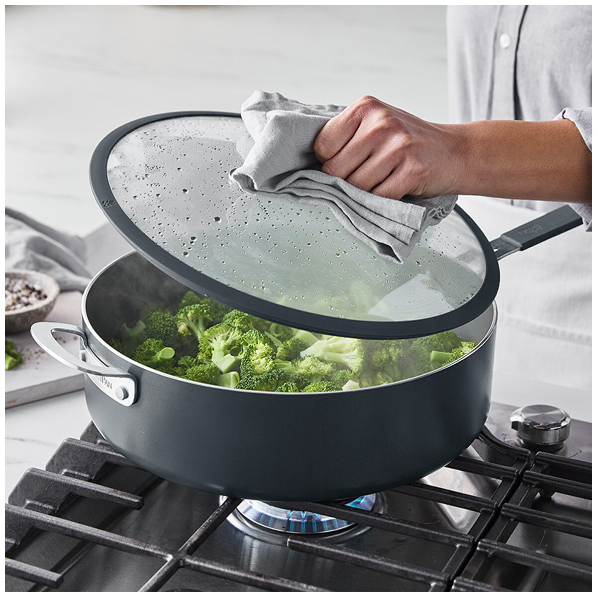 Greenpan Jumbo Saute Pan with Lid 6.15L Grey
