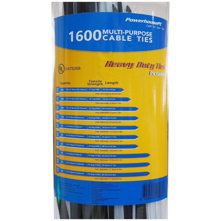 Heavy Duty Multi-Purpose Cable Tie 1600 Pieces Heavy Duty Multi-Purpose Cable Tie 1600 Pieces