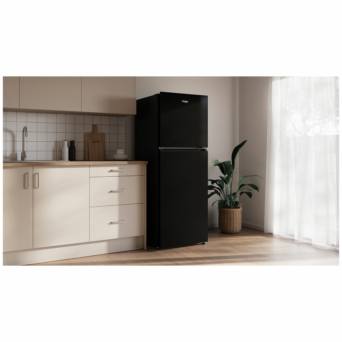 Haier 311L 300 Series Refrigerator Top Freezer Black HRF330TG