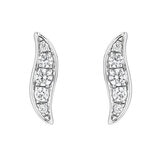 18KT White Gold 0.19CTW Diamond Wave Earrings