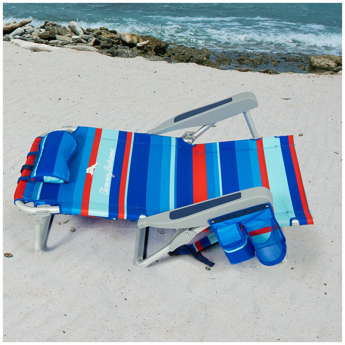 Tommy Bahama 5 Position Beach Chair 2 Pack - Red/Blue Stripe Tommy Bahama 5 Position Beach Chair 2 Pack - Red/Blue Stripe