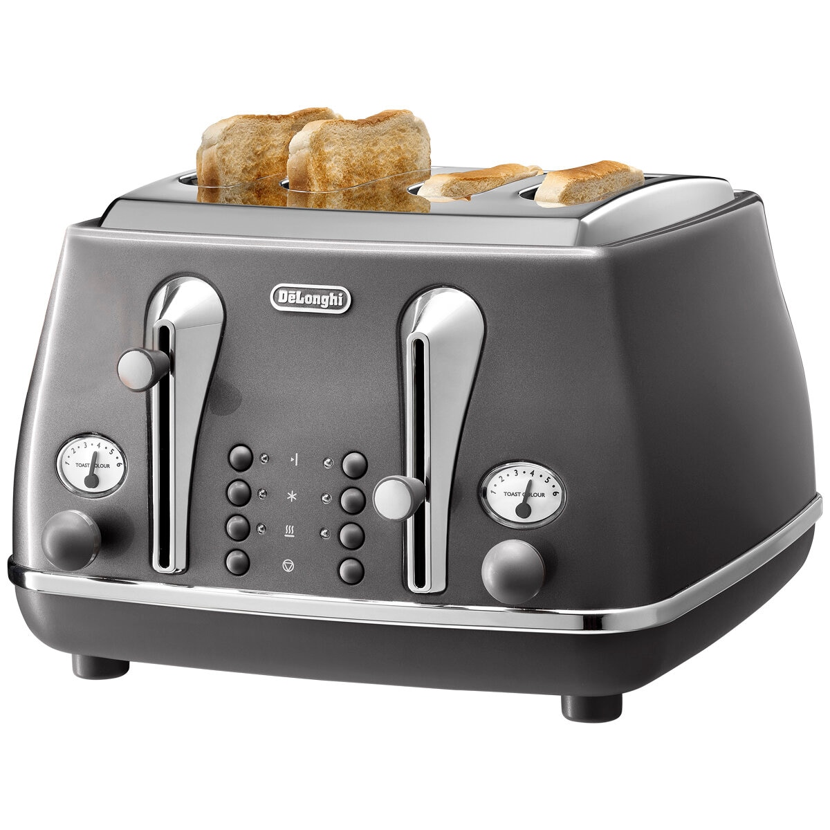 Delonghi CTOT4003GY Icona Metallics 4 Slice Toaster Pewter Grey