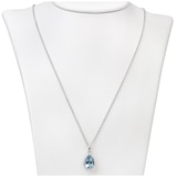 0.10ctw Diamond and Aquamarine Pear Shape Pendant