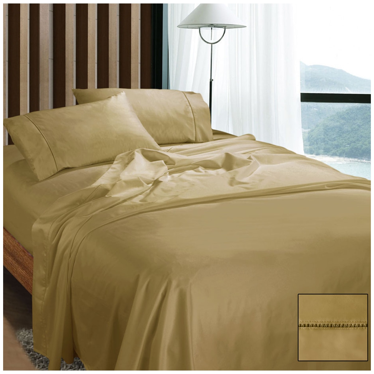 Kingtex 1100 Thread Count RAMESSES Cotton Sateen Sheet Set Queen - Latte