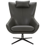 Kuka Leather Swivel Accent Chair - Brown