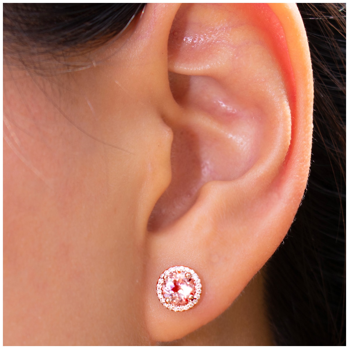 0.15ctw Diamond with Round Morganite Earrings