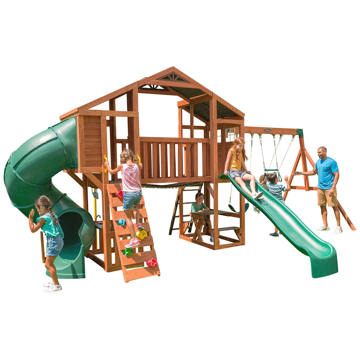 KidKraft Boulder Bluff 2 in 1 Wooden Playcentre and Swing Set
