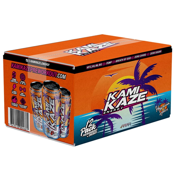 Kamikaze Pre-Workout Energy 12 x 500ml Hawaiian Splice