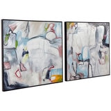 Cafe Lighting and Living Street Art Oil On Canvas Painting Set of 2, Black/