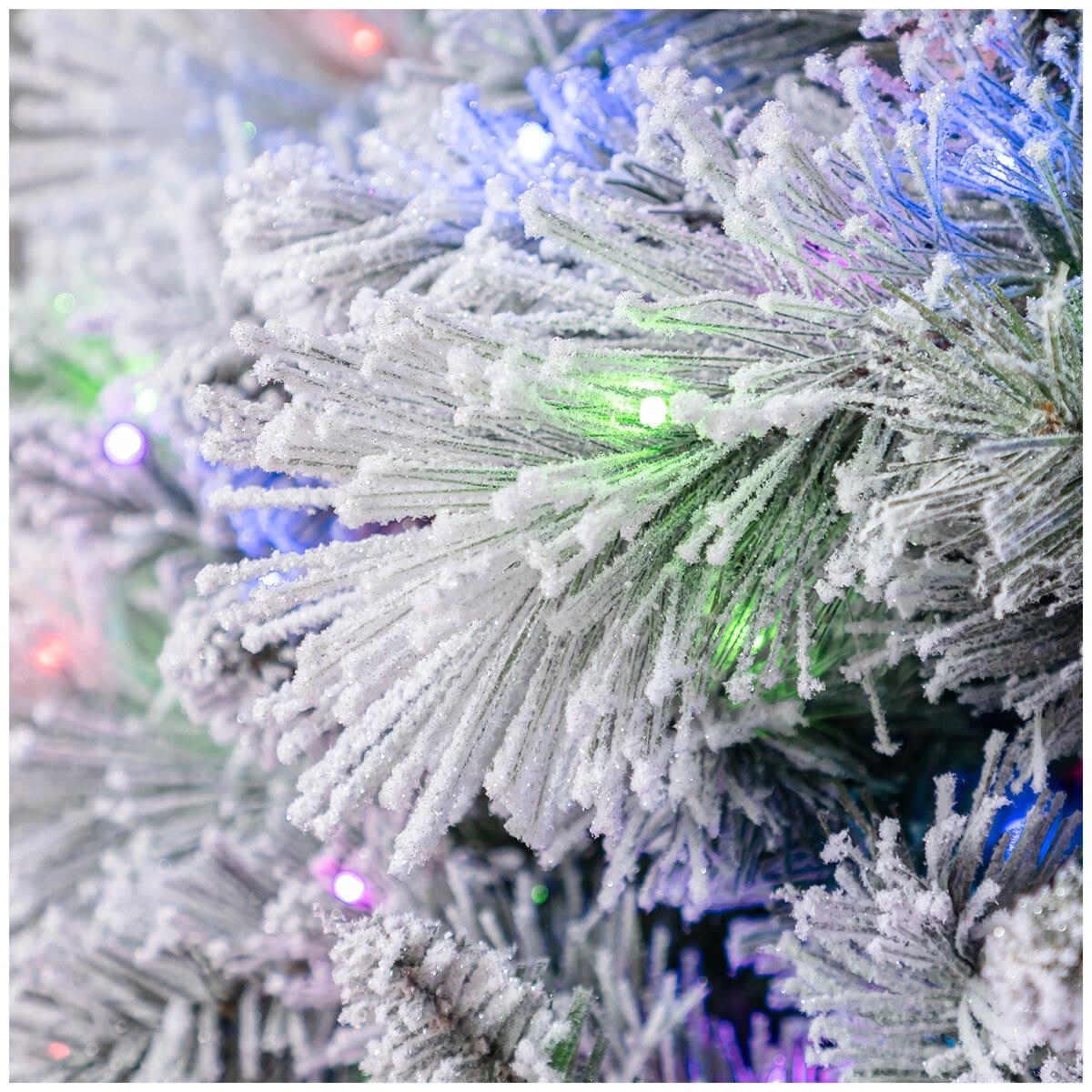 Pre-Lit Glitter Flocked Cashmere Artificial Christmas Tree 2.29 m