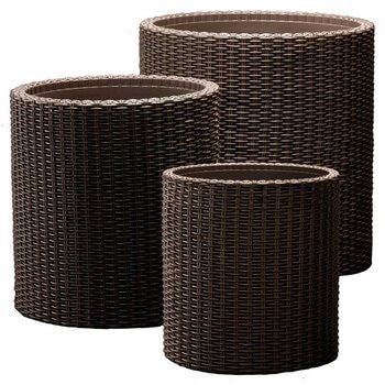 Keter Cylinder Planter Set 3 Piece Dark Brown