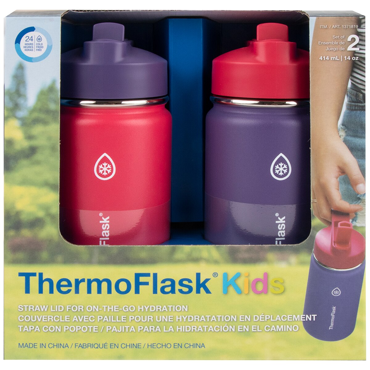 Thermoflask Kids Stainless Steel Insulated Bottle 2 pack Pink/Purple
