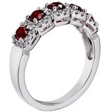 18KT White Gold 0.23ctw Diamond 5 Ruby Stone Ring