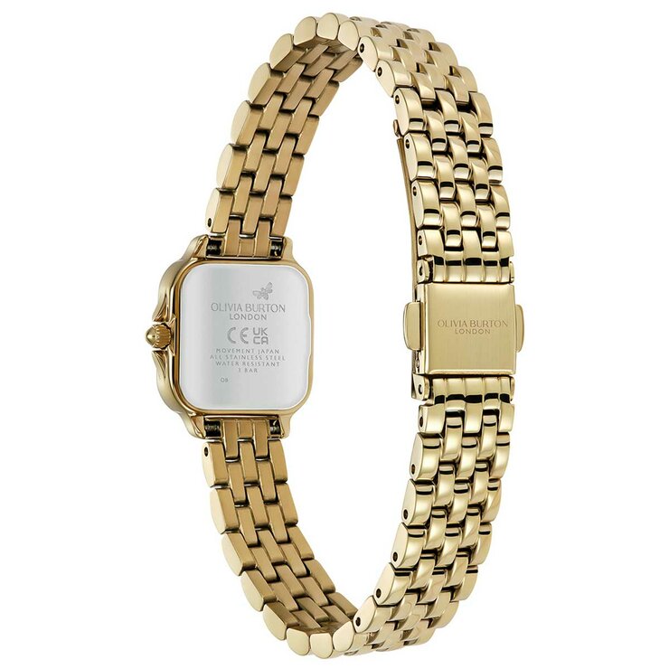 Olivia Burton Grosvenor Mini Ionic Plated Thin Gold Steel Ivory Dial Ladies Watch 24000257