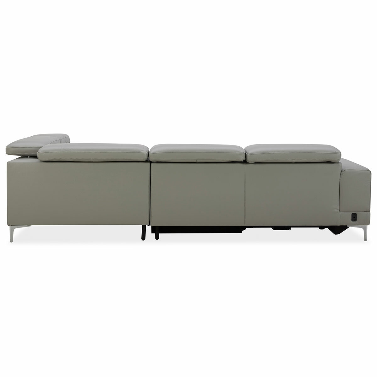 Aiden & Ivy Leather Power Sectional With Ratchet Headrest