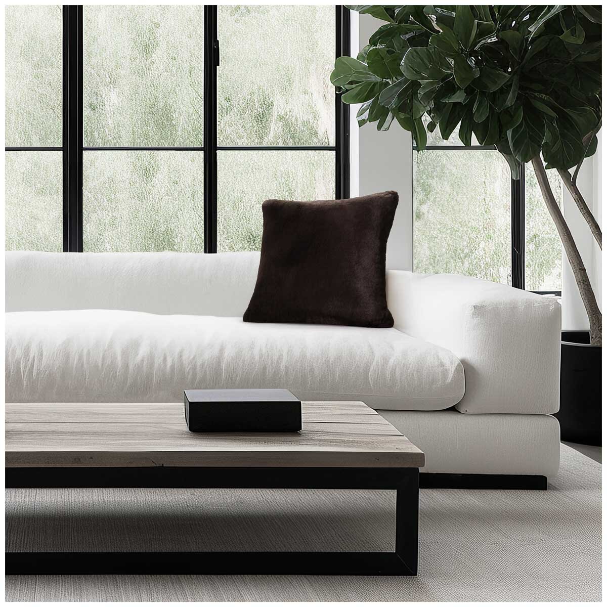 Mon Chateau Faux Fur Pillow Brown