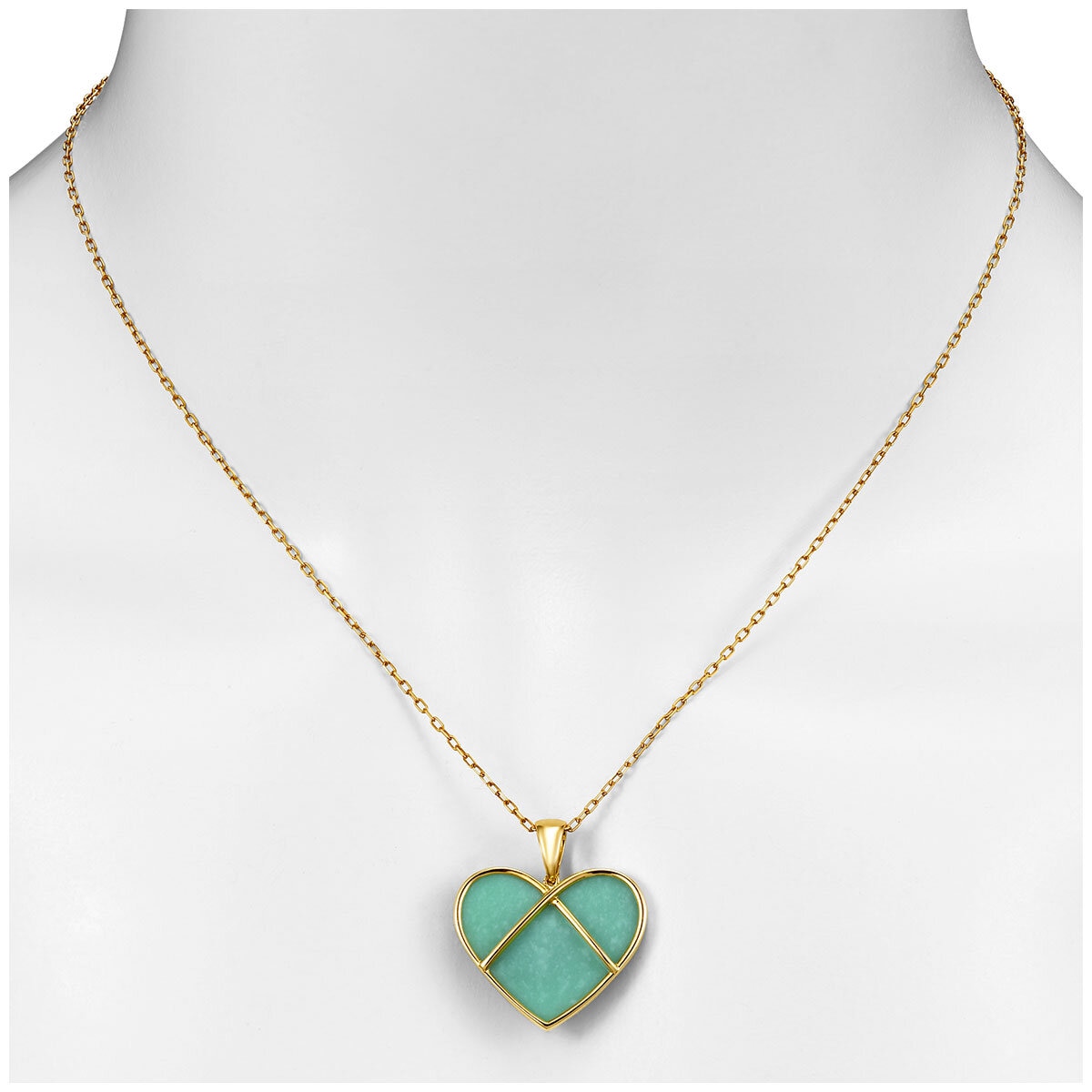 14KT Yellow Gold Turquoise Heart Pendant Necklace